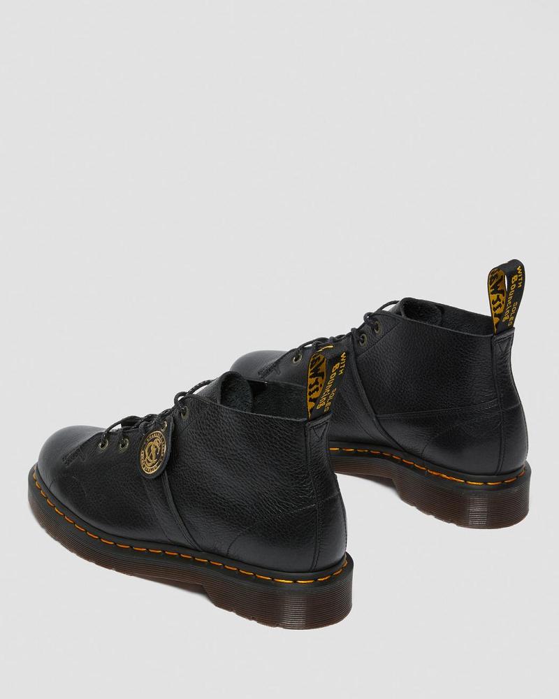 Black Men's Dr Martens Church Buckingham Leather Monkey Boots | CA 547SGL